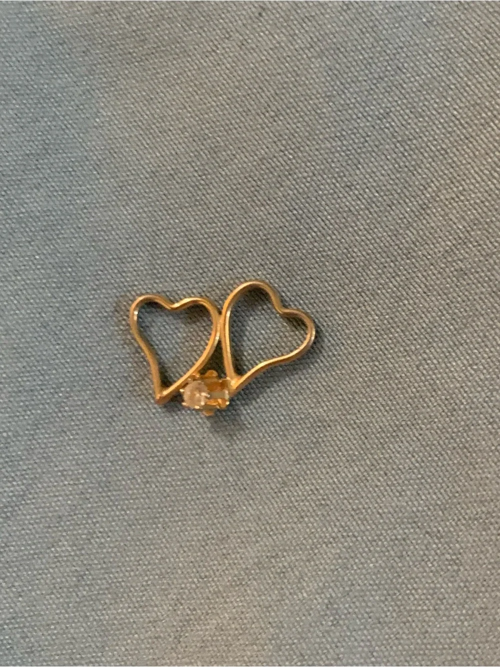 Double Heart 14k Gold  Pendant with Diamond Accent Stone